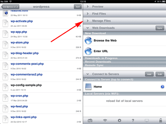 managefiles Manage files tab on right hand side