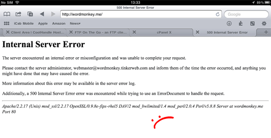 servererror Internal Server Error