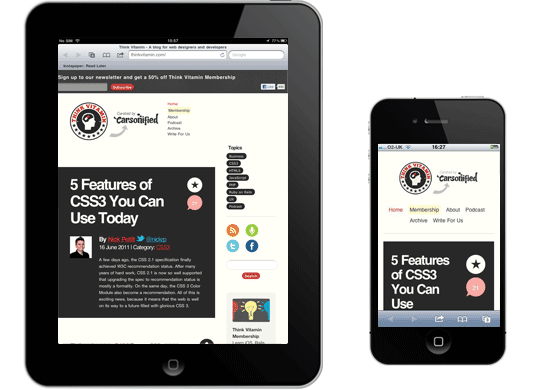 Think Vitamin mobile versions