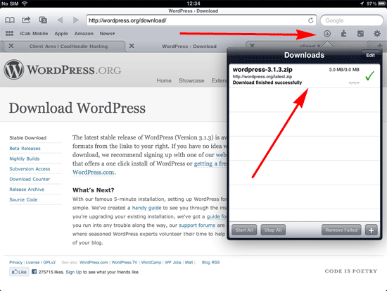 wpdownload Wordpress in download folder