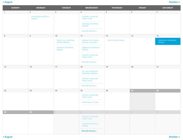 The base calendar template of The Events Calendar.