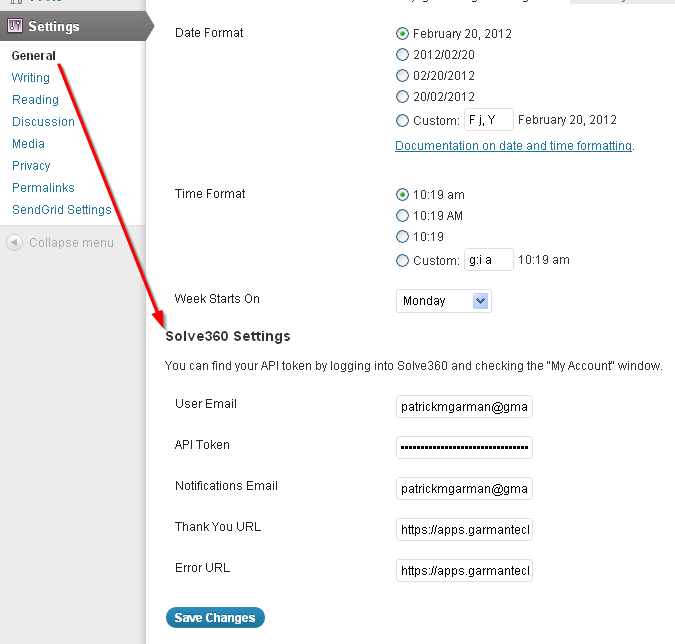 Solve360 WordPress Settings Post image