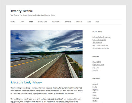 twenty twelve theme Post image