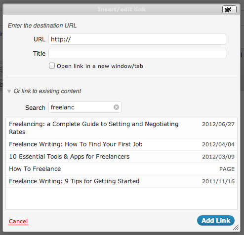 WordPress Internal Link Search WordPress Internal Link Search