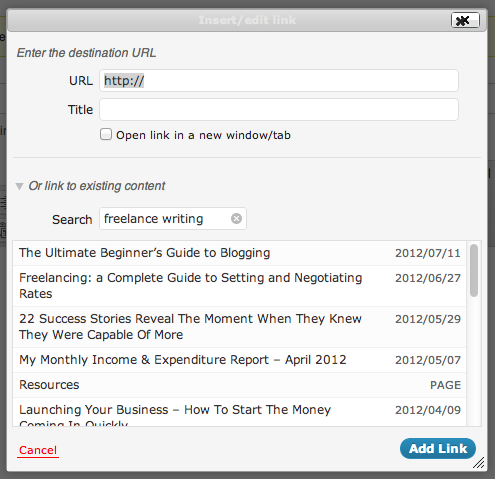 WordPress Internal Link Search WordPress Internal Link Search