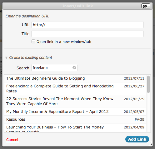 WordPress Internal Link Search WordPress Internal Link Search