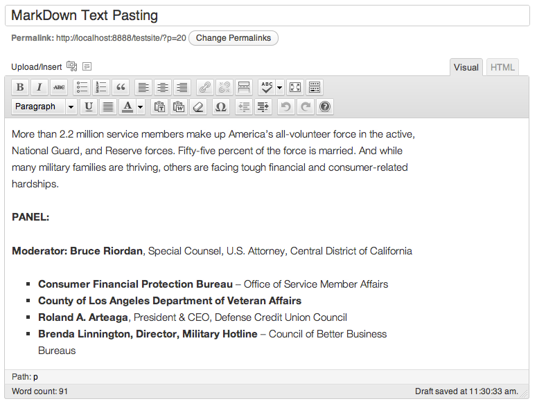 markdown editor pasting is perfect in wordpress