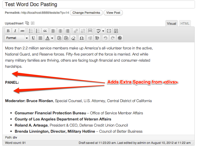 microsoft word pasting into WordPress adds formatting
