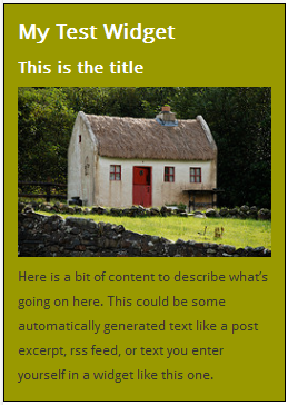 WordPress Widgets - Custom styling 4 WordPress Widgets - Screenshot of a test widget 4