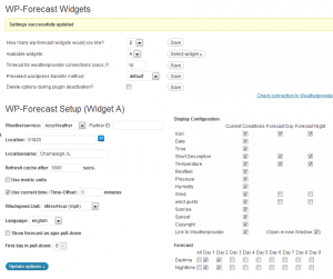 wp-forecast Settings Screen WordPress Weather Widget-Screenshot of wp-forecast settings page
