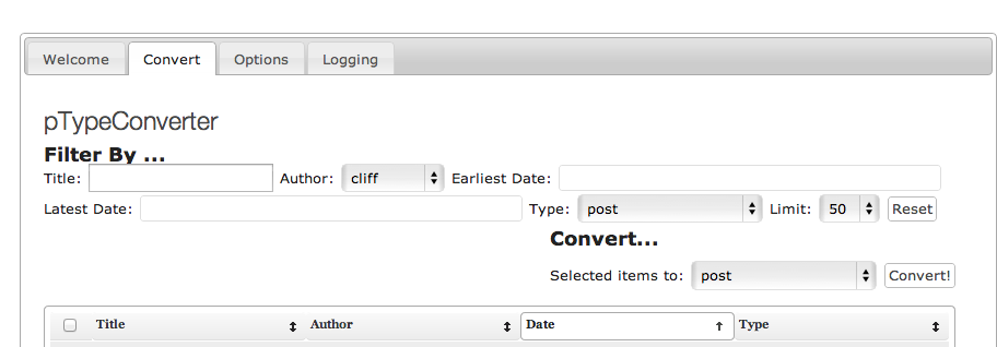 pTypeConverter WordPress search and sort options