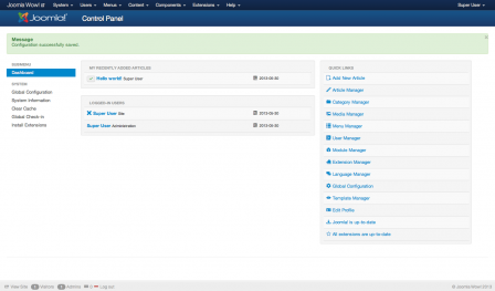 Joomla admin area