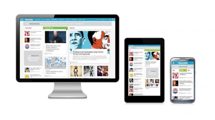 Picture showing a website on a desktop, tablet and a smartphone