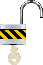 Padlock opened with a key.