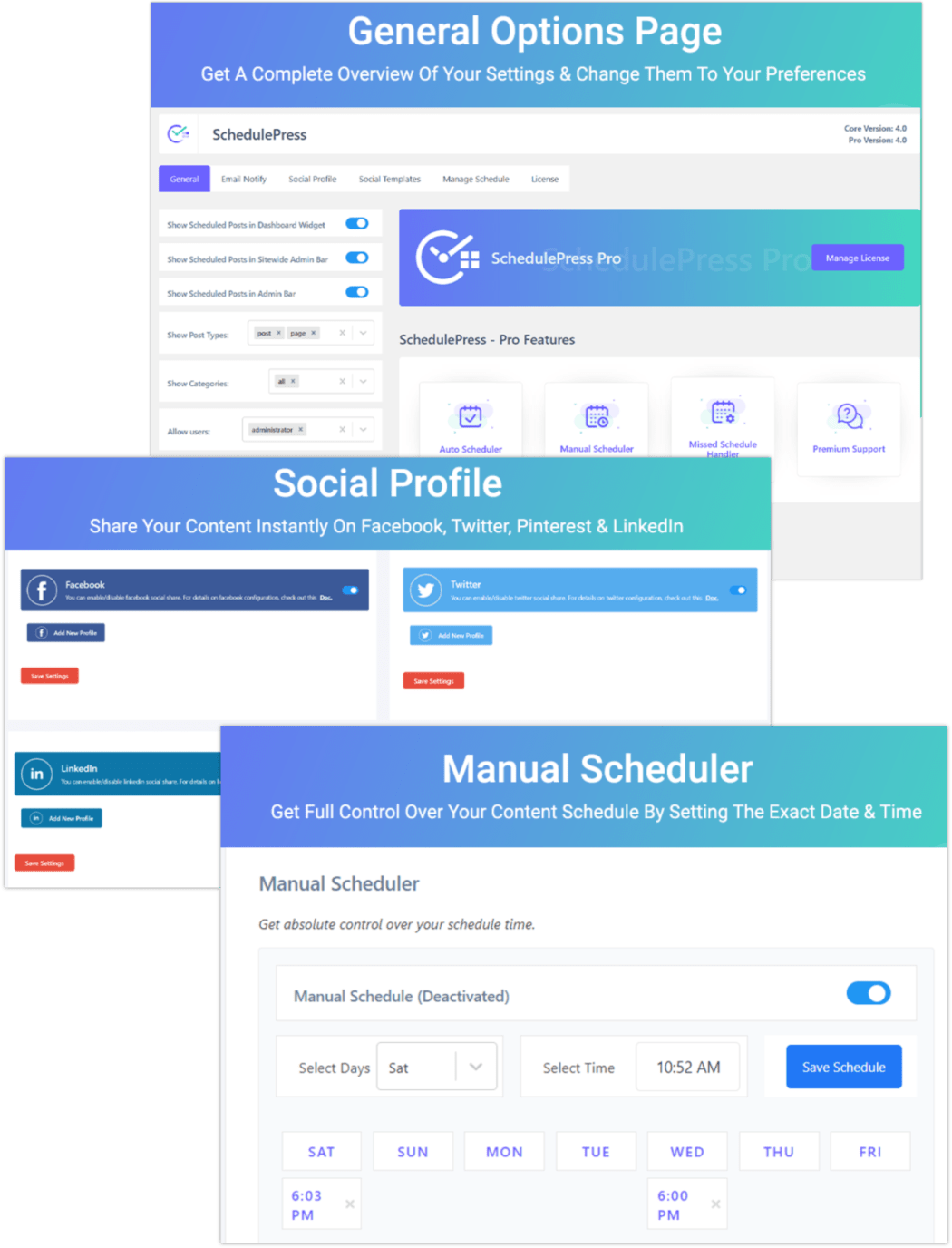 SchedulePress screenshots.