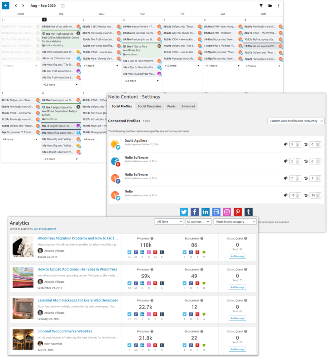 Nelio Content screenshots.