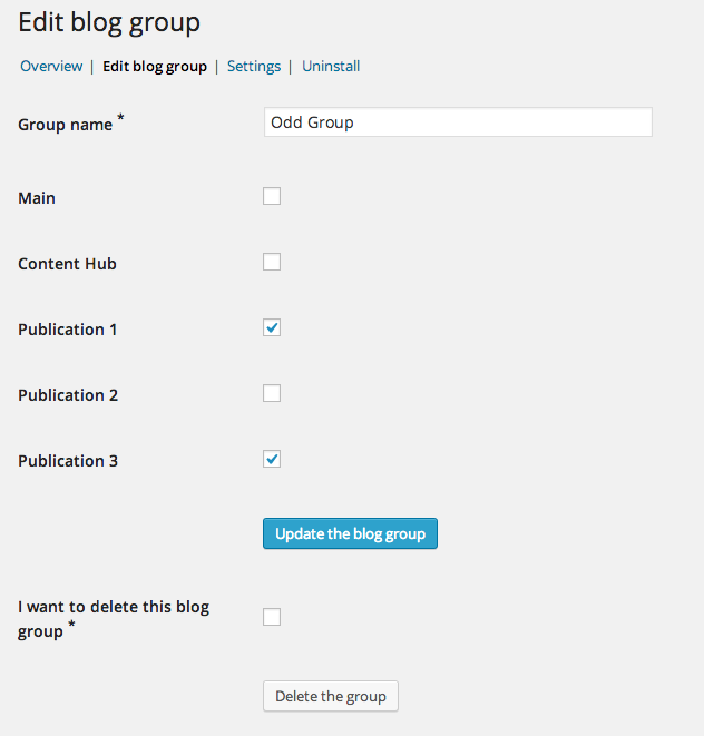 Selecting the blogs for a particular group