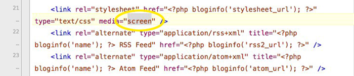 The code for the media styles