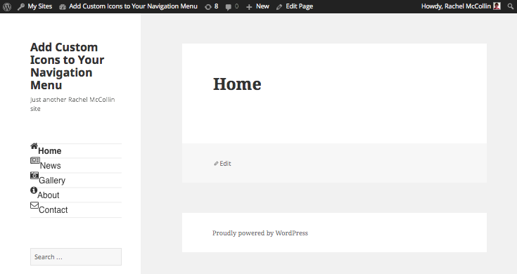 Menu icons floated left