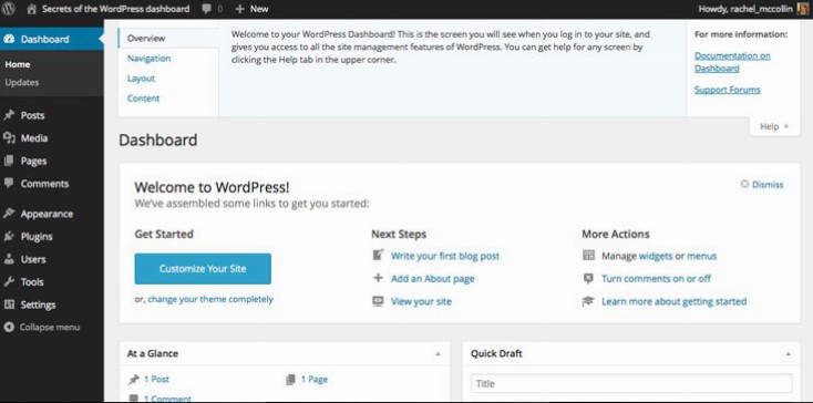WordPress admin help tab