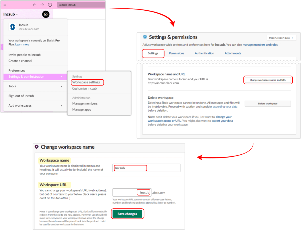 Change Workspace Name & URL