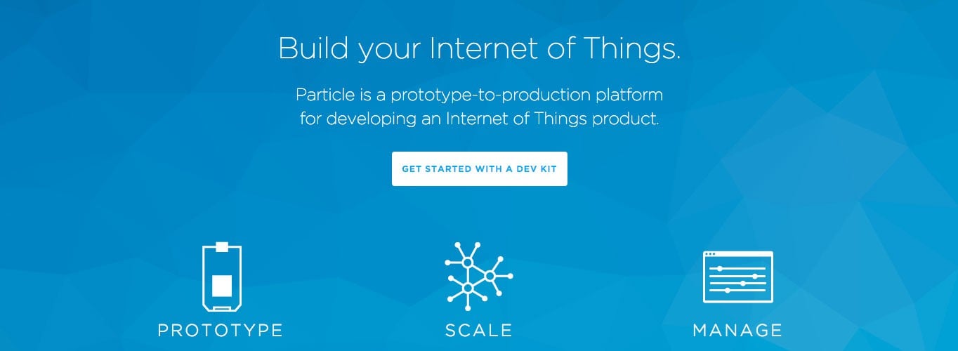 Particle is a prototype-to-production platform for developing an Internet of Things product.