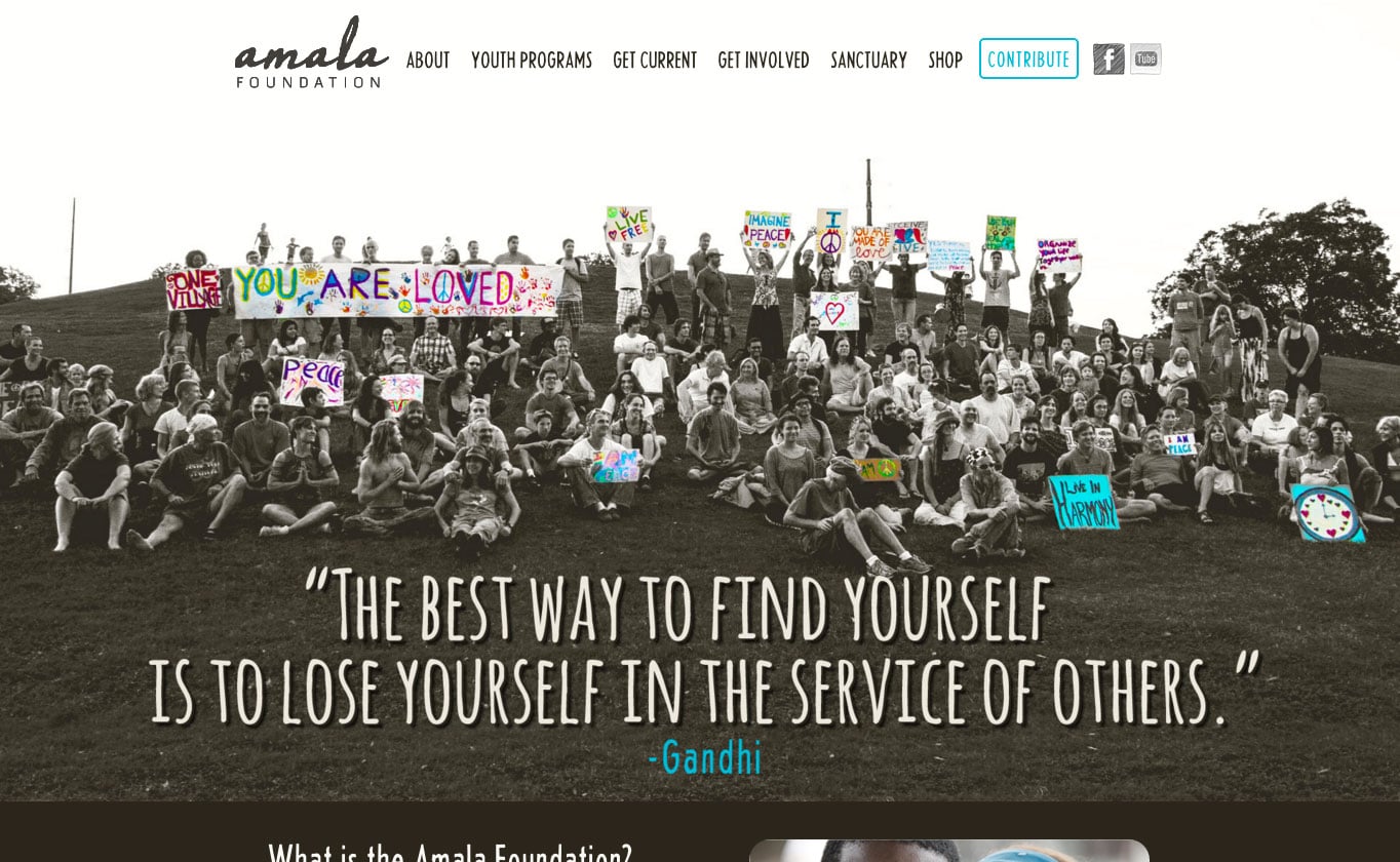 The Amala Foundation website uses several plugins to add functionality like lightboxes, shortcodes and calendars.
