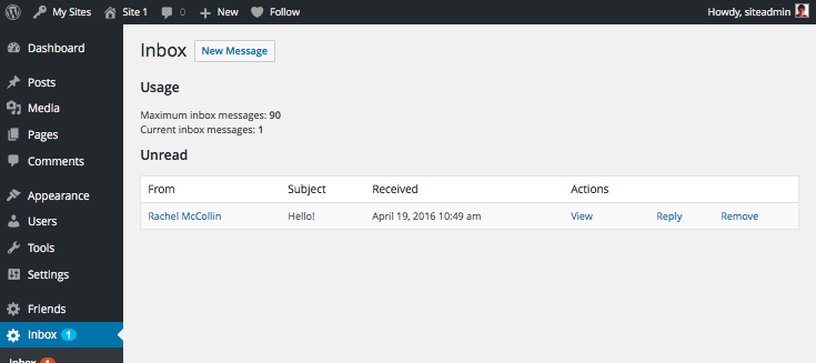 The message inbox