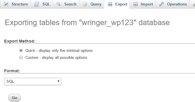 The export page.