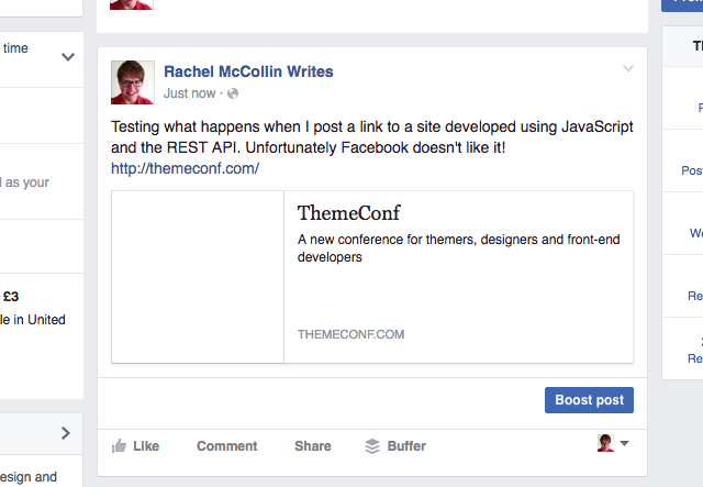 a link to themeconf on Facebook shows no image