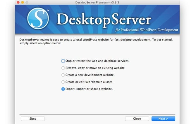 DesktopServer wizard