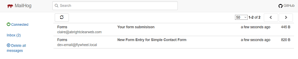 MailHog user interface