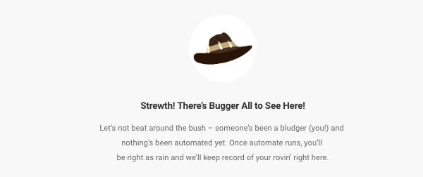 automate message - strewth!
