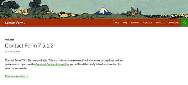 Screenshot of Contact Form 7Home Page