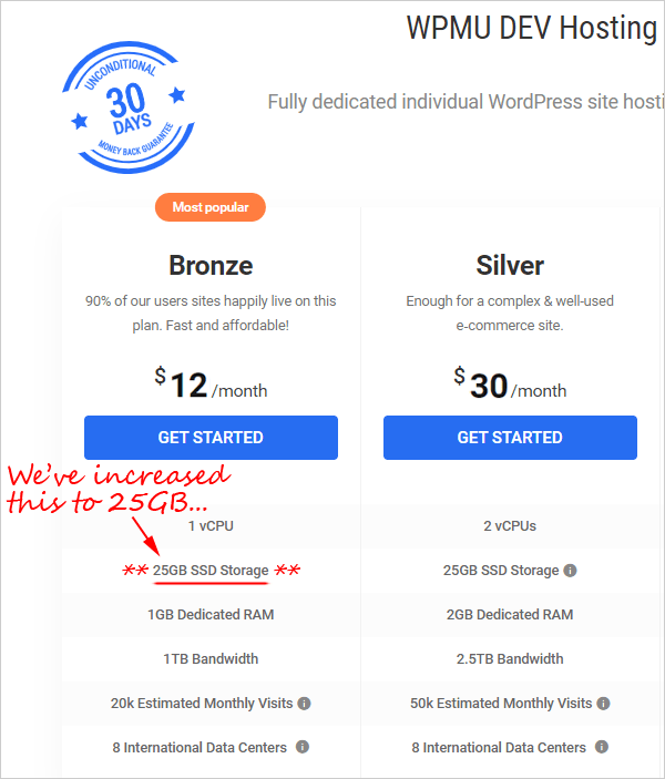 WPMU DEV Bronze Hosting Plan