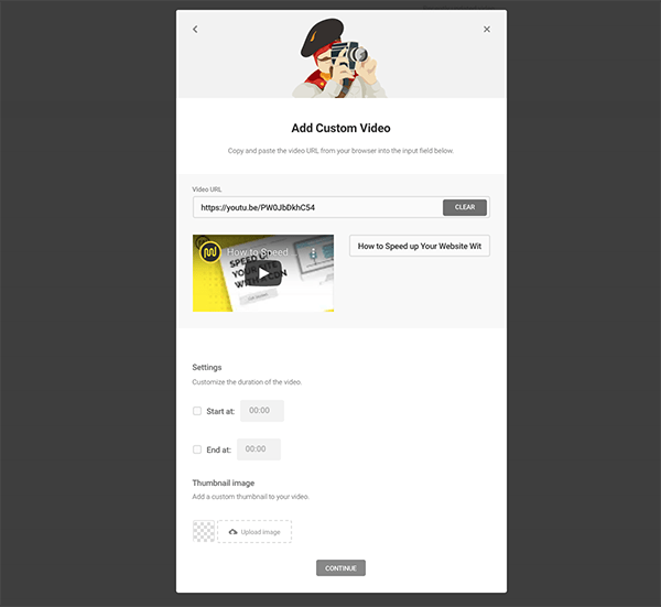 Add custom a video.