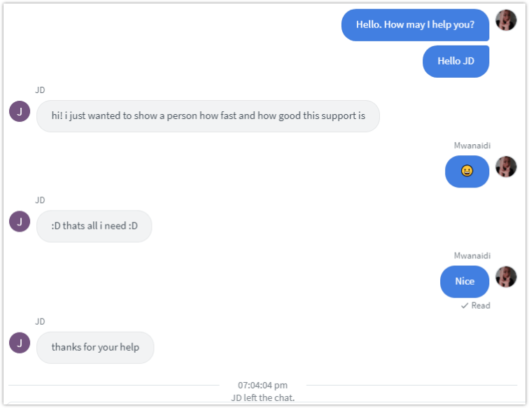 Live chat test
