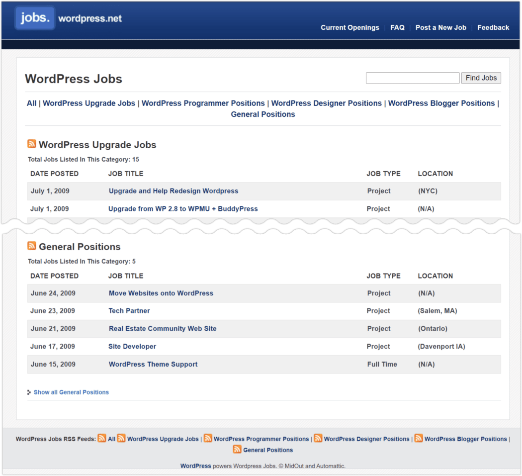 2009 Footer > WP Jobs