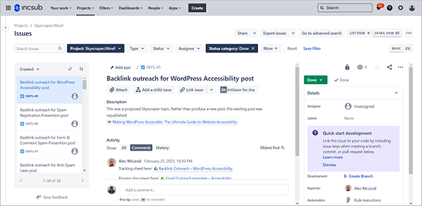 Jira board- Assessing suitable skyscraper article topics.