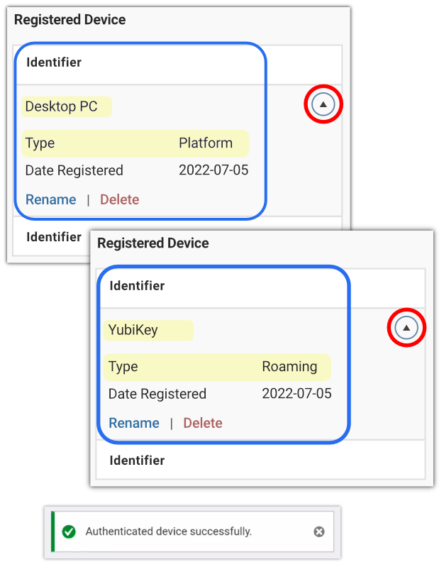 authenticated device successfully