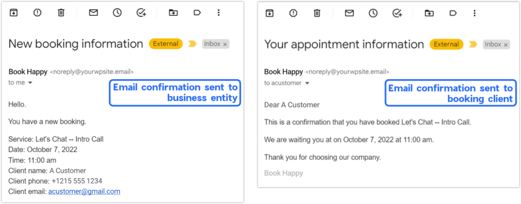 bookly email confirmations