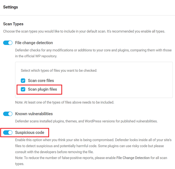 Defender Settings