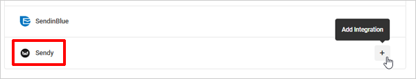 Hustle plugin dashboard, Sendy integration button.