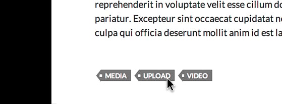 Clicking a tag opens a list of posts with the same keyword.