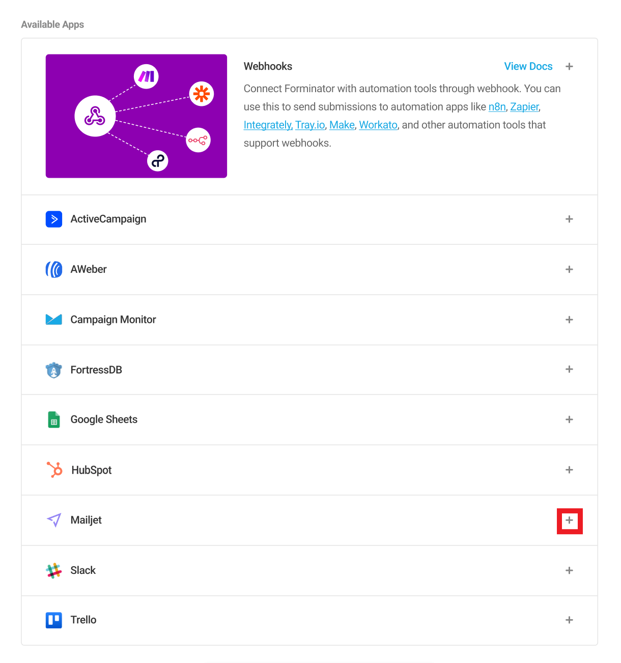 Forminator Mailjet integration