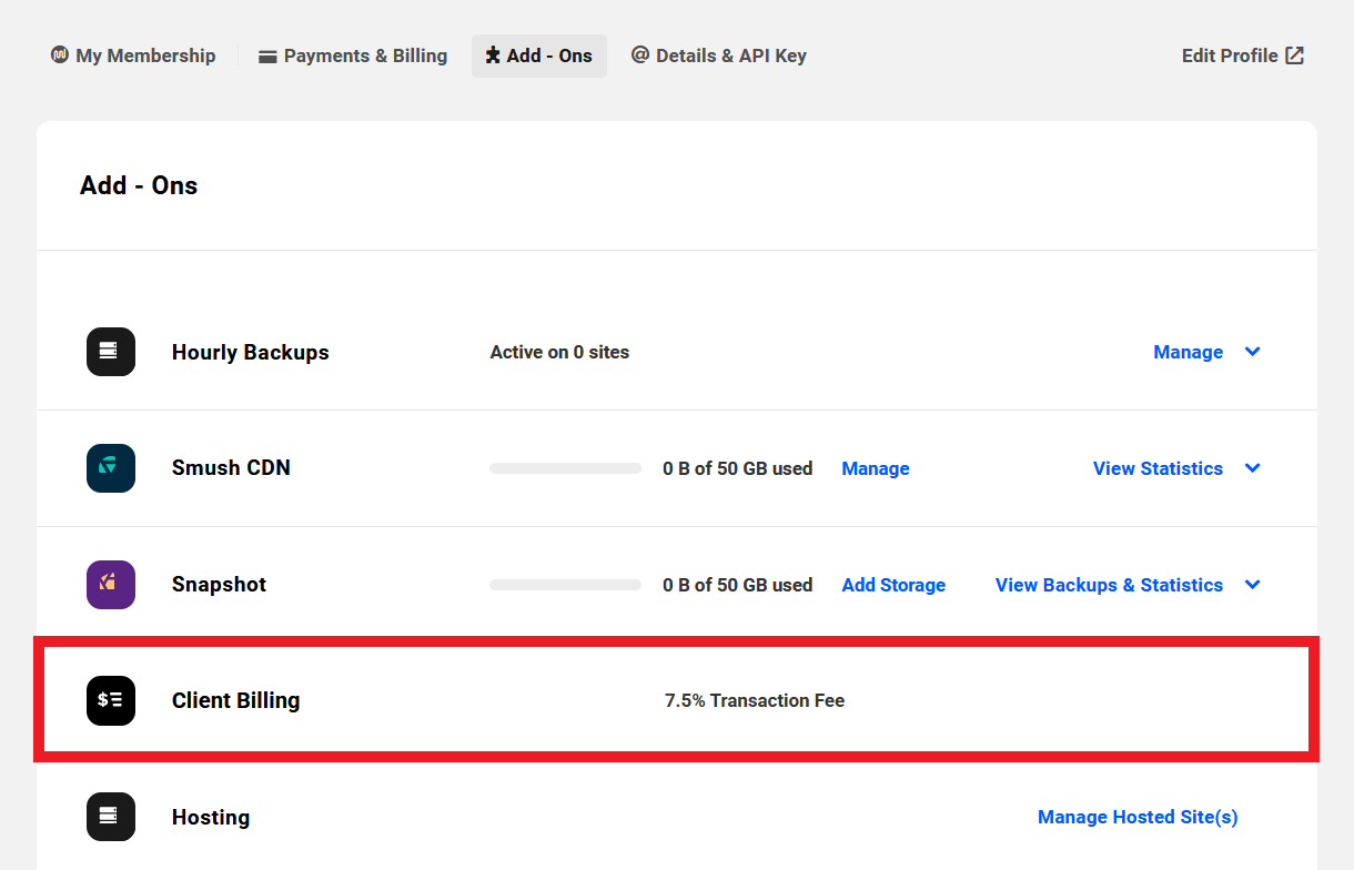 Transaction fee in client Billing for non-full members